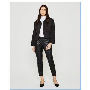 AG Adriano Goldschmied New Caden Black Leatherette Tailored Trouser